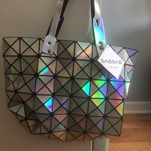 Silver geometric tote bag